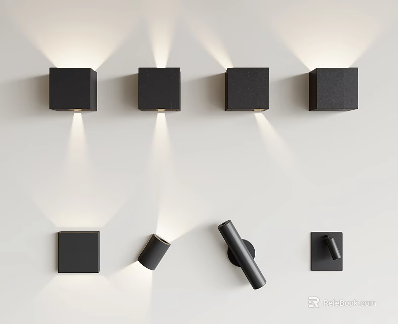 Modern Black Wall Lamps With Various Designs For Indoor Home Lighting 3d model 