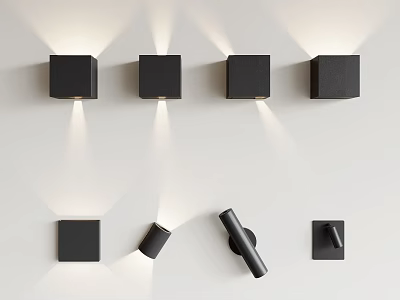 Modern Black Wall Lamps With Various Designs For Indoor Home Lighting 3d model