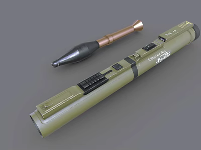 Military Rocket Launcher With Green Casing Black Control Panel And Brown Tip 3d model