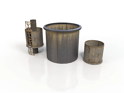 Metal Barrel Shaped Equipment With Stand And Various Sizes For Industrial Use 3d model