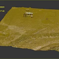 Cartoon Scenic Model Featuring Rural Farm Houses Windmill And Fenced Sandy Terrain