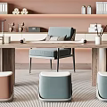 New Chinese Style Desk and Chair Desk and Chair Combination 3d model