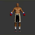 Muscular Man As Boxer Wearing Red Boxing Gloves And Black Gold Champ Shorts
