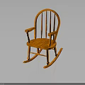 Elegant Orange Wooden Rocking Chair With Classic Design And Curved Armrests