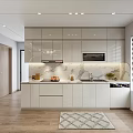 Modern Dining Living Room Interior with Wine Cabinet TV Cabinet Table Chairs and Pendant Lights