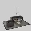 Modern Two Seater Sofa With Coffee Table Area Rug And Floor Lamp 3d model