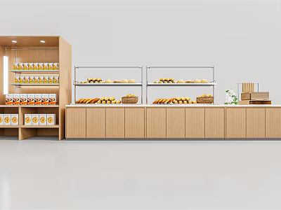 Multi tier Display Shelves For Retail Store With Food And Beverages Arrangement 3d model