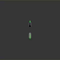 3D Rendered Tactical Knife With Green Glowing Blade And Black Handle Design