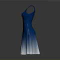 Sleeveless Knitted Dress With Blue To White Gradient And Flowy Hem