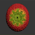 Fresh Red Strawberry with Green Leafy Top and Shiny Textured Surface