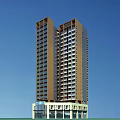 Modern High Rise Residential Buildings With Brown Exterior And Large Windows Against Clear Blue Sky