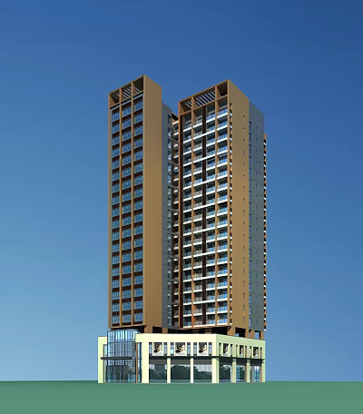 Modern Residential Building High-rise Residential Building 3d model