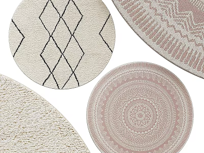 Stylish Round Rugs Featuring Geometric Patterns Floral Designs And Textured Surfaces For Home Decor 3d model