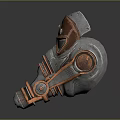 Steampunk Style Gas Mask With Leather Accents And Metal Mechanical Lenses
