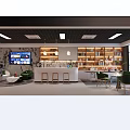 Large Bright Modern Office Reception Lounge With Comfortable Seats And Warm Illuminated Display Shelves