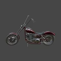 Maroon Chopper Motorcycle With Long Handlebars Black Seat And Chrome Details On Gray Background