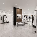 Modern Fashion Clothing Store With Glass Windows Mannequins And Interior Clothing Displays