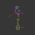 Enchanted Magic Staff With Purple Gems Red Ribbons And Silver Rings