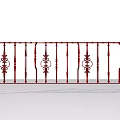 Ornate Red Iron Railing With Decorative Spindles And Elegant Classic Design Elements 3d model