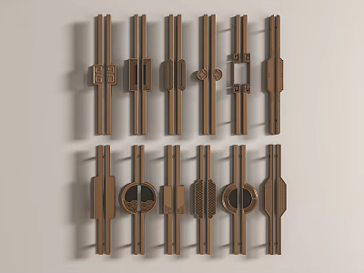 New Chinese Handle Metal Handle Hardware Door Handle 3d model