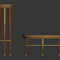 Elegant Wooden Plant Stand With Round Tabletop And Gold Accent Design Details
