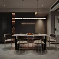 Modern Minimalist Dining Living Room Interior Design With Dining Table Chairs And Pendant Lights