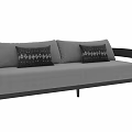 Modern Gray Sofa Interior Design With Black Frame And Decorative Patterned Pillows 3d model