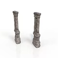 Classical Gray Stone Pillars With Intricate Carved Texture For Architectural Decoration 3d model