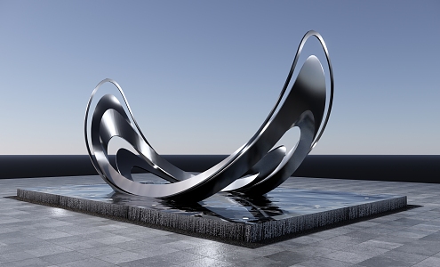 Modern City Sculpture Alien Sculpture Waterscape 3d model