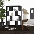 Modern Open Shelf Bookcase Interior With Plants Chair And Decorative Items