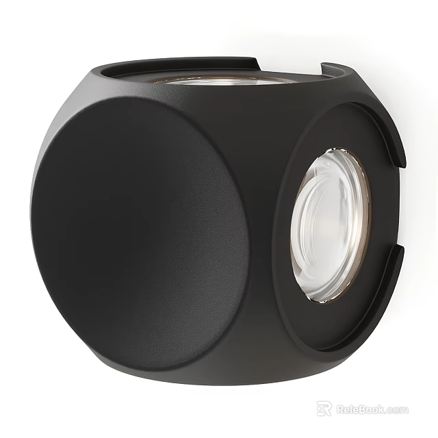 Modern Black Wall Lamp With Round Design And Transparent Glass Shade 3d model 