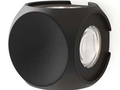 Modern Black Wall Lamp With Round Design And Transparent Glass Shade 3d model
