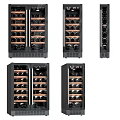 Modern Black Glass Door Wine Refrigerators With Multiple Bottle Shelves And Various Models