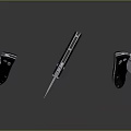Three Different Folding Knives With Black Handles And Metal Blades Display Collection