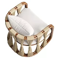 Modern Leisure Chair With Wooden Frame Woven Details And White Cushion