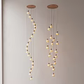 Two Modern Hanging Pendant Lights With Wooden Canopies And Glass Globe Bulbs