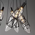 Modern Chandelier Design With Transparent Bulbs And Black Metal Frames