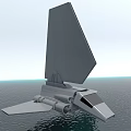 Sci Fi Gray Flying Vehicle With Large Vertical Tail And Thrusters On Water 3d model