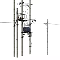 Industrial Metal Railings Ensuring Safety in Power Facility With Poles Wires and Equipment