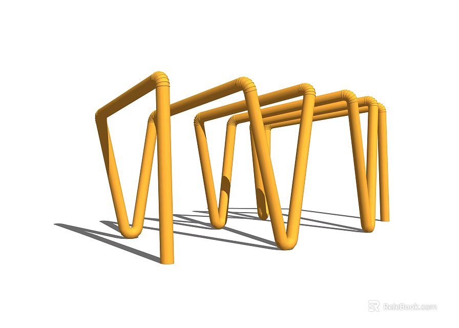 Modern Yellow Pergola with Curved Metal Structure and Contemporary Design for Outdoor Areas 3d model 