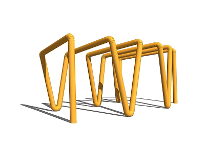 Modern Yellow Pergola with Curved Metal Structure and Contemporary Design for Outdoor Areas 3d model