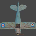 Vintage Turquoise Biplane Toy With Red White Blue Target Logos On Wings And Rust Accents