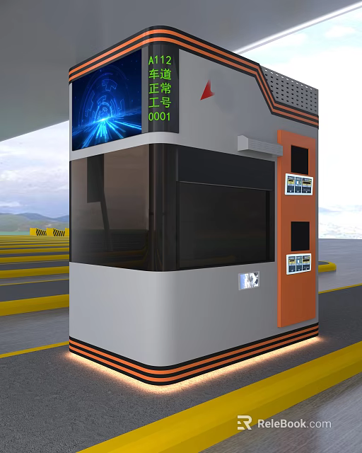 Outdoor Security Workstation With Work ID 2001 Blue Display And Orange Gray Exterior 3d model 