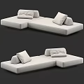Modern Light Colored Fabric Sectional Sofa With Plush Cushions And Modular Design 3d model