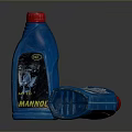Mannol Blue Household Liquid Cleaning Product Plastic Bottle Standing And Lying With Red Cap