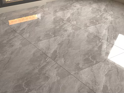 Gray Marble Pattern Floor Tiles With Shiny Sleek Surface For Modern Indoor Space 3d model