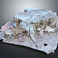 Wooden Tree Stump Decorative Piece With Natural Stone Elements And Textured Base