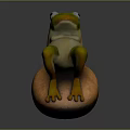 Vibrant 3D Green Frog Character Sitting On Brown Rock With Yellow Feet