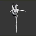 Low Poly Style Woman Dancer Standing On One Leg With Backward Leg And Outstretched Arms