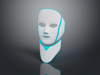 White Animal Face Mask With Blue Outline In 3D Rendering Design 3d model